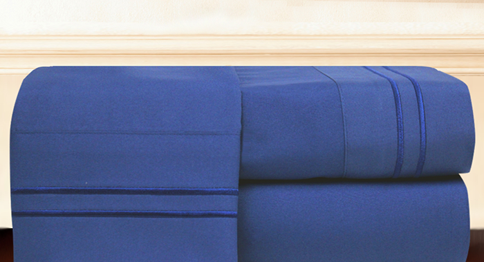 HOTEL EMBROIDERED SHEET SET BLUE